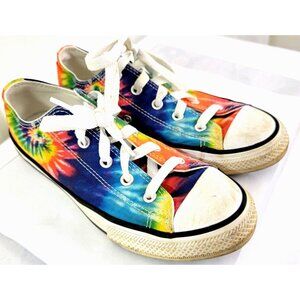 Converse Tie Dye Fabric Lace Up Low Top Sneakers Shoe Size 2 Youth Bright Fun GU